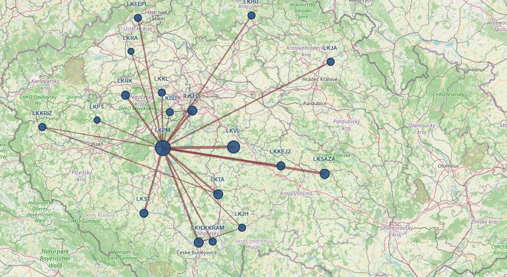 Mapa letů
